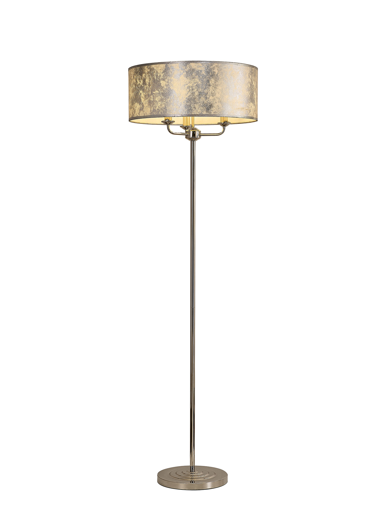 DK0900  Banyan 45cm 3 Light Floor Lamp Polished Nickel; Silver Leaf